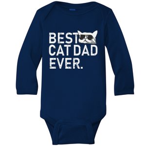 Best Cat Dad Ever Fathers Day Funny Cat Daddy Gift For Baby Long Sleeve Bodysuit