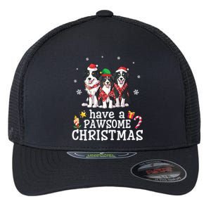 Border Collie Dogs Merry Mom Dad Have A Pawsome Christmas Cute Gift Flexfit Unipanel Trucker Cap