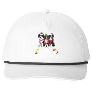 Border Collie Dogs Merry Mom Dad Have A Pawsome Christmas Cute Gift Snapback Five-Panel Rope Hat