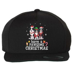 Border Collie Dogs Merry Mom Dad Have A Pawsome Christmas Cute Gift Wool Snapback Cap