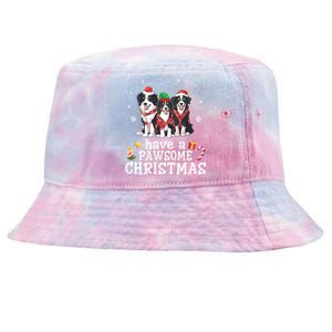 Border Collie Dogs Merry Mom Dad Have A Pawsome Christmas Cute Gift Tie-Dyed Bucket Hat