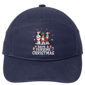 Border Collie Dogs Merry Mom Dad Have A Pawsome Christmas Cute Gift 7-Panel Snapback Hat