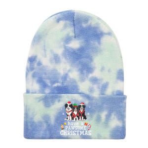 Border Collie Dogs Merry Mom Dad Have A Pawsome Christmas Cute Gift Tie Dye 12in Knit Beanie