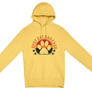 Best Cat Dad Ever Retro Sunset Premium Pullover Hoodie