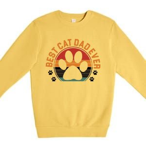 Best Cat Dad Ever Retro Sunset Premium Crewneck Sweatshirt