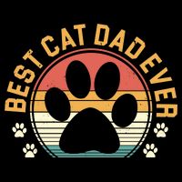 Best Cat Dad Ever Retro Sunset Stripe Pom Pom Beanie