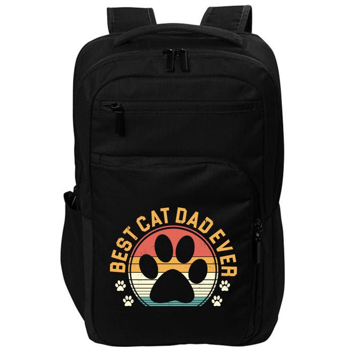 Best Cat Dad Ever Retro Sunset Impact Tech Backpack