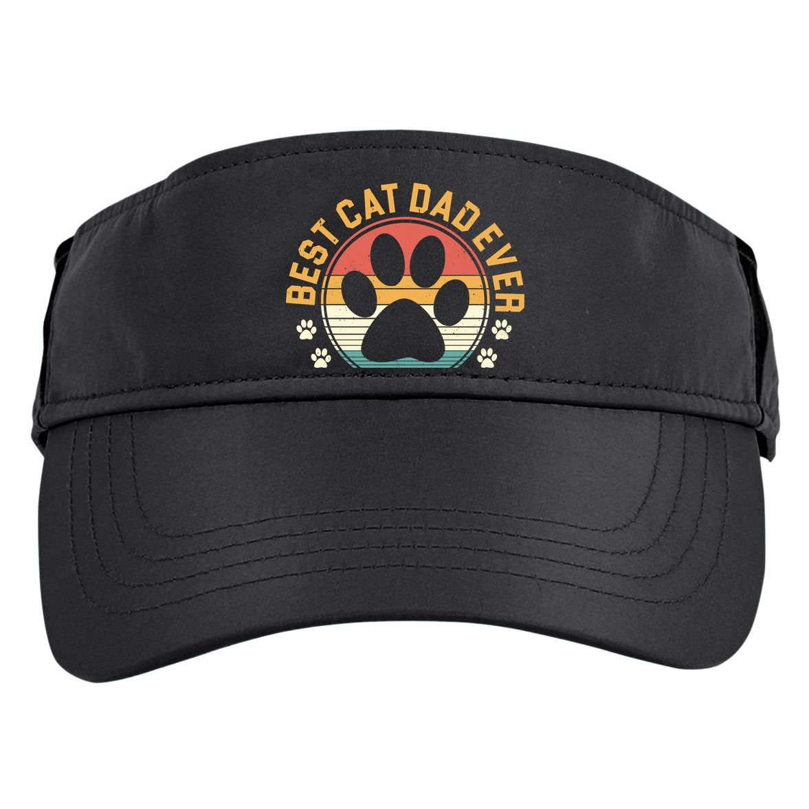 Best Cat Dad Ever Retro Sunset Adult Drive Performance Visor