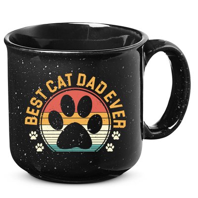 Best Cat Dad Ever Retro Sunset 15oz Campfire Ceramic Mug