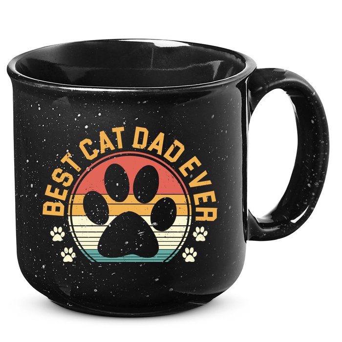 Best Cat Dad Ever Retro Sunset 15oz Campfire Ceramic Mug