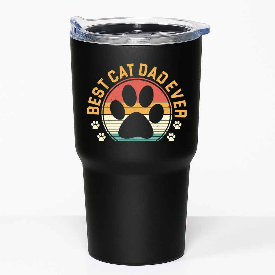 Best Cat Dad Ever Retro Sunset Tumbler