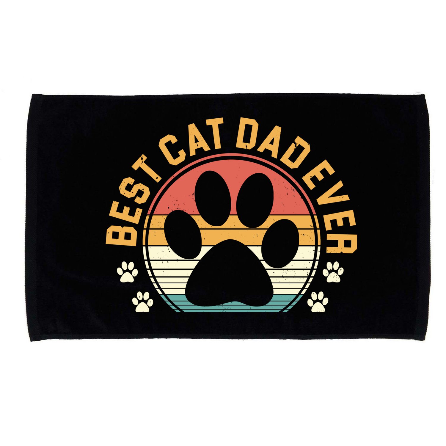 Best Cat Dad Ever Retro Sunset Microfiber Hand Towel