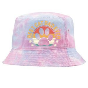 Best Cat Dad Ever Retro Sunset Tie-Dyed Bucket Hat