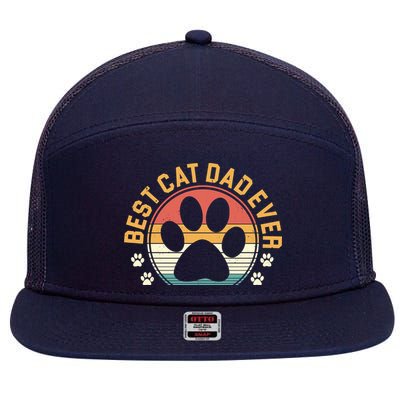 Best Cat Dad Ever Retro Sunset 7 Panel Mesh Trucker Snapback Hat