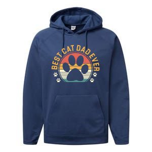 Best Cat Dad Ever Retro Sunset Performance Fleece Hoodie