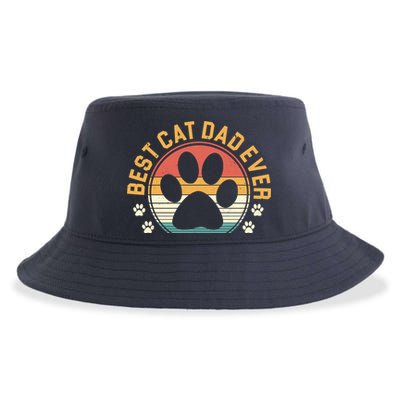 Best Cat Dad Ever Retro Sunset Sustainable Bucket Hat