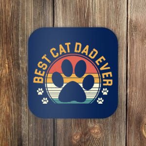 Best Cat Dad Ever Retro Sunset Coaster