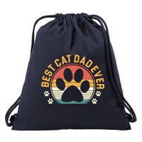 Best Cat Dad Ever Retro Sunset Drawstring Bag
