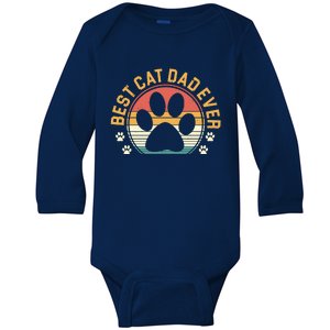 Best Cat Dad Ever Retro Sunset Baby Long Sleeve Bodysuit