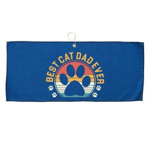 Best Cat Dad Ever Retro Sunset Large Microfiber Waffle Golf Towel