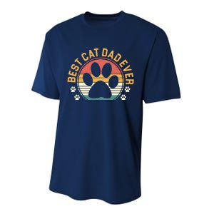 Best Cat Dad Ever Retro Sunset Performance Sprint T-Shirt