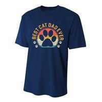 Best Cat Dad Ever Retro Sunset Performance Sprint T-Shirt