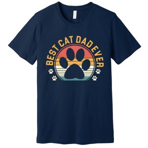 Best Cat Dad Ever Retro Sunset Premium T-Shirt