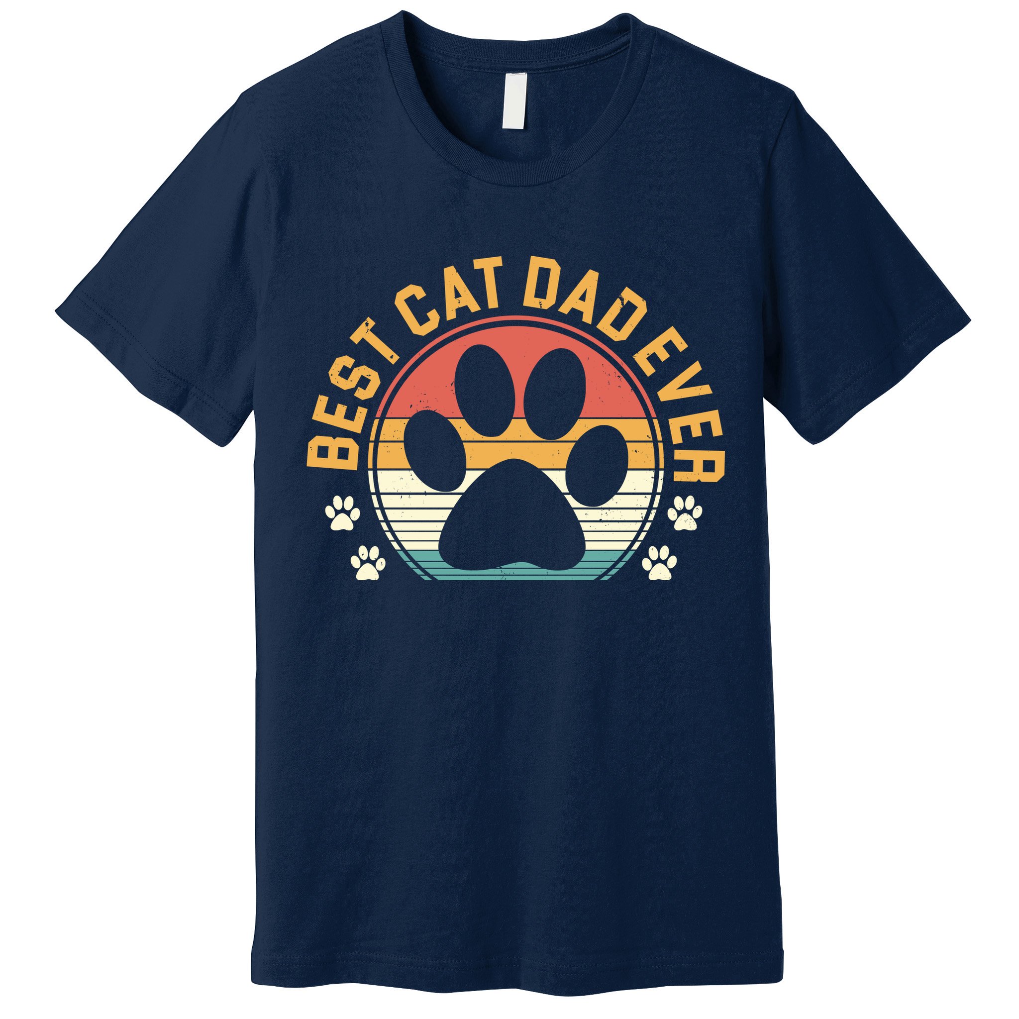 Best Cat Dad Ever Retro Sunset Premium T-Shirt