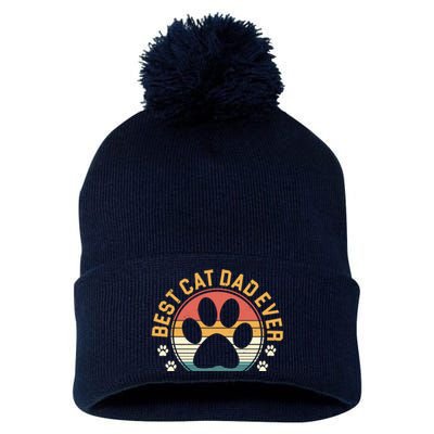 Best Cat Dad Ever Retro Sunset Pom Pom 12in Knit Beanie