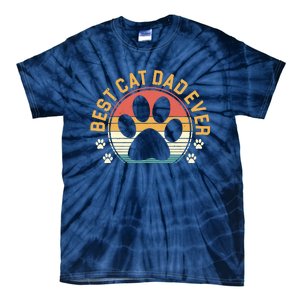 Best Cat Dad Ever Retro Sunset Tie-Dye T-Shirt