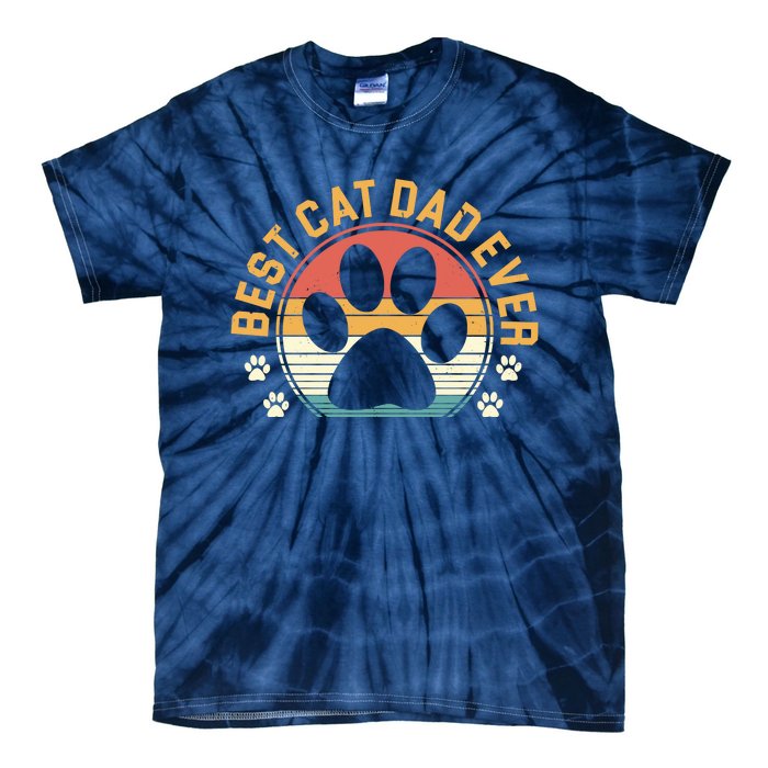 Best Cat Dad Ever Retro Sunset Tie-Dye T-Shirt