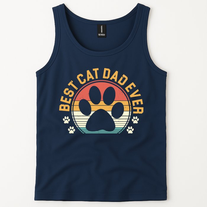 Best Cat Dad Ever Retro Sunset Tank Top