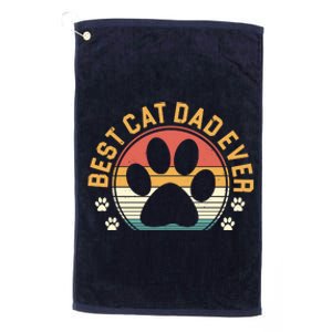 Best Cat Dad Ever Retro Sunset Platinum Collection Golf Towel