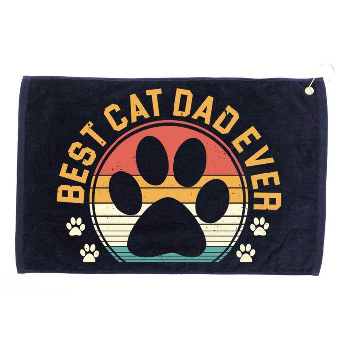 Best Cat Dad Ever Retro Sunset Grommeted Golf Towel