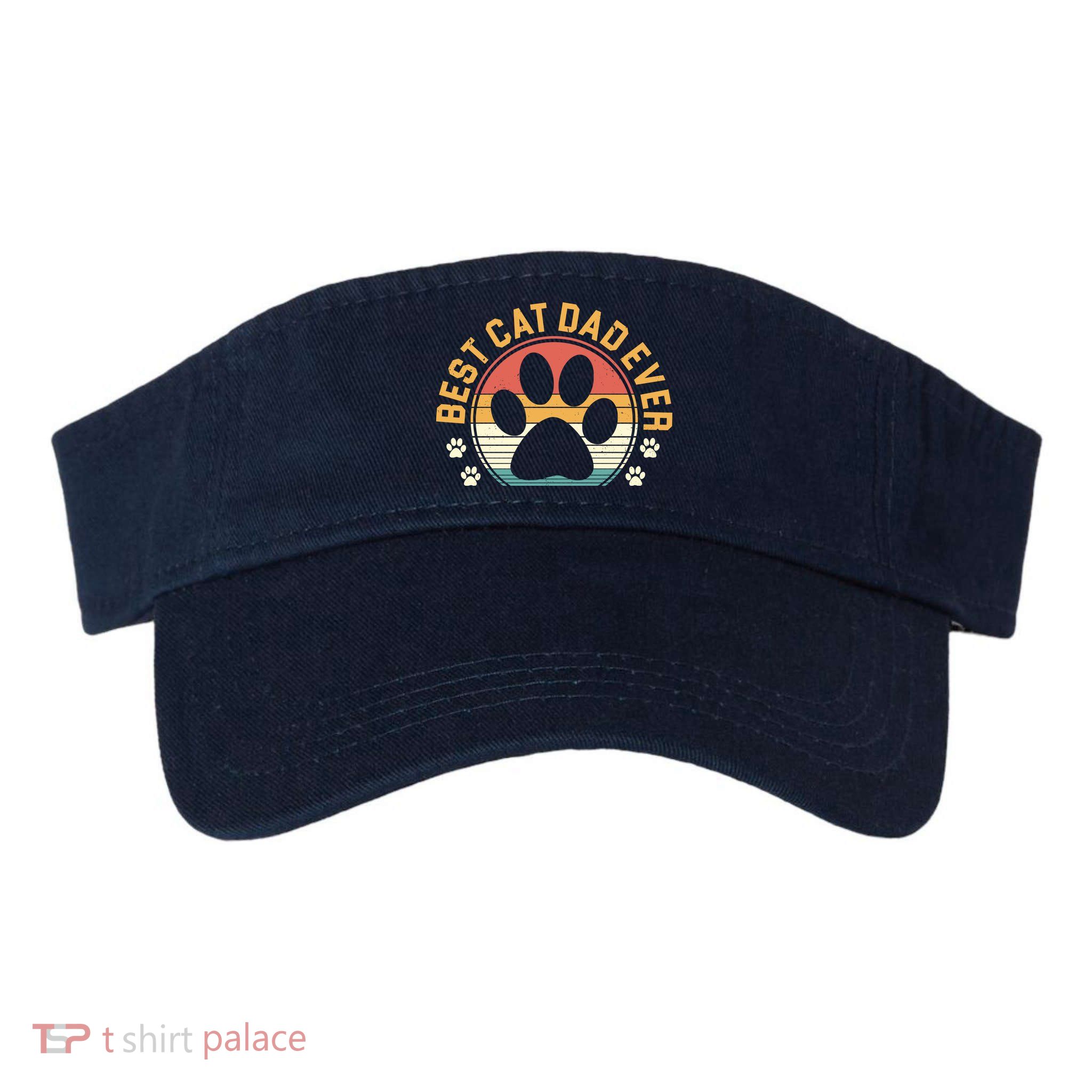 Best Cat Dad Ever Retro Sunset Visor
