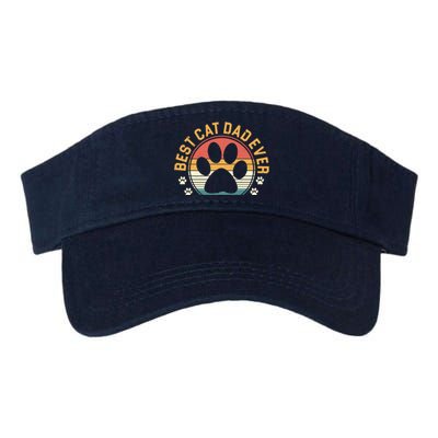 Best Cat Dad Ever Retro Sunset Valucap Bio-Washed Visor