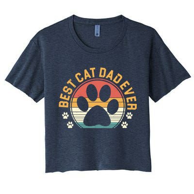 Best Cat Dad Ever Retro Sunset Crop Top