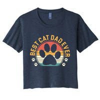 Best Cat Dad Ever Retro Sunset Women's Crop Top Tee