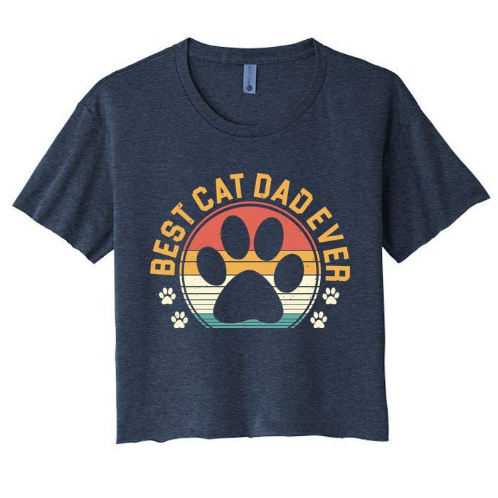 Best Cat Dad Ever Retro Sunset Women's Crop Top Tee