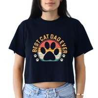Best Cat Dad Ever Retro Sunset Women's Crop Top Tee
