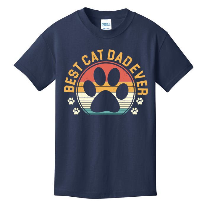 Best Cat Dad Ever Retro Sunset Kids T-Shirt