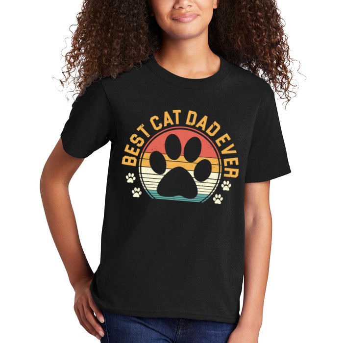 Best Cat Dad Ever Retro Sunset Kids T-Shirt