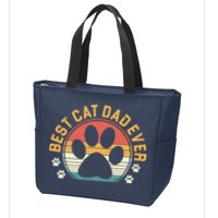 Best Cat Dad Ever Retro Sunset Zip Tote Bag