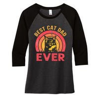 Best Cat Dad Ever Vintage Cat Daddy Fathers Day Women's Tri-Blend 3/4-Sleeve Raglan Shirt