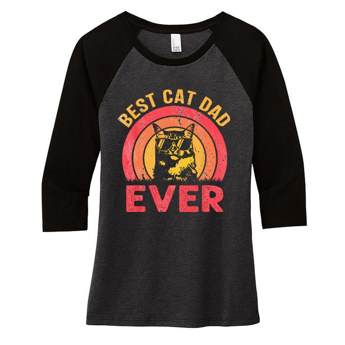 Best Cat Dad Ever Vintage Cat Daddy Fathers Day Women's Tri-Blend 3/4-Sleeve Raglan Shirt