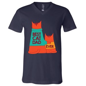 Best Cat Dad Ever Kitty Cat Meow Pet Animal Father Day V-Neck T-Shirt