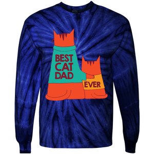 Best Cat Dad Ever Kitty Cat Meow Pet Animal Father Day Tie-Dye Long Sleeve Shirt