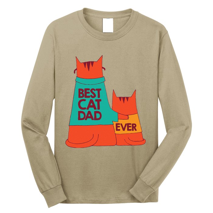 Best Cat Dad Ever Kitty Cat Meow Pet Animal Father Day Long Sleeve Shirt