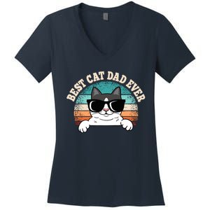 Best Cat Dad Ever Cat Lover Cat Owner Women's V-Neck T-Shirt