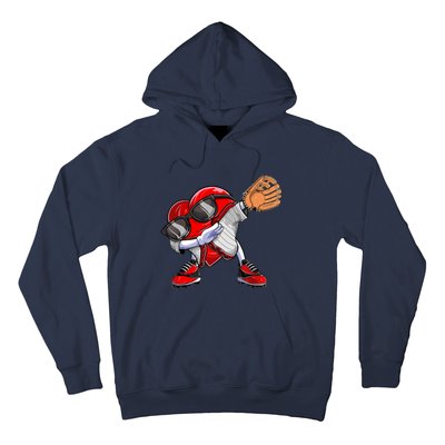 Baseball Catcher Dabbing Heart Valentines Day Hoodie